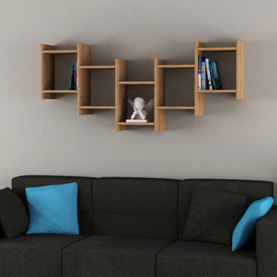 Decortie Bat Modern Floating Shelf Oak 64cm Tall