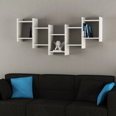 Decortie Bat Modern Floating Shelf White 64cm Tall