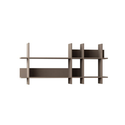 Decortie Beads Modern Wall Mounted Bookcase 6 Compartment Slim Design Storage Shelf Mocha Grey 150cm