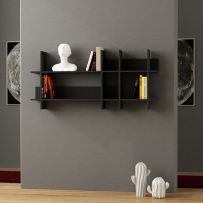 Decortie Beads Wall Mounted Modern Bookcase Display Unit Anthracite