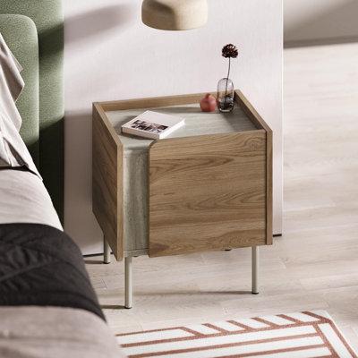 Decortie Bedside Table Soft-Close Door Storage Cabinet Modern ...