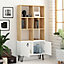Decortie Bene Modern Bookcase Display Unit Natural Oak Effect White Tall 166cm