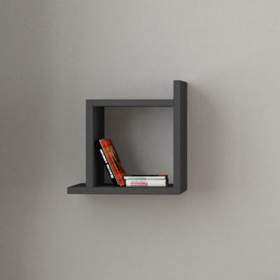 Decortie Box Modern Floating Shelf Anthracite Grey 30cm Short