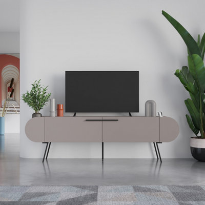 Decortie Capsule Modern TV Unit Multimedia Centre Mocha Grey with Storage TV Cabinet 195cm