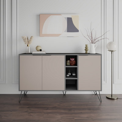 Decortie Clara Console Sideboard Display Unit Anthracite Grey Mocha Grey