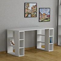 Decortie Colmar Modern Desk White With Bookshelf Legs Width 140cm