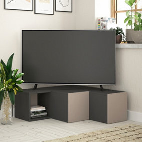 Decortie Compact Modern TV Stand Multimedia Centre TV Unit Anthracite Grey Mocha Grey With Storage Cabinet 94.2cm
