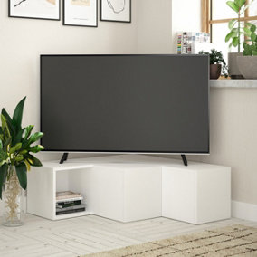 Decortie Compact Modern TV Stand Multimedia Centre TV Unit White With Storage Cabinet 94.2cm