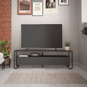Decortie Cornea Modern Tv Unit Anthracite Grey With Storage Cabinet 150cm