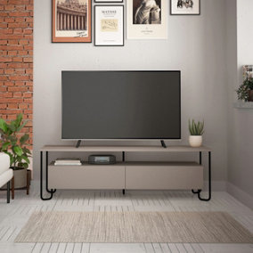 Decortie Cornea Modern Tv Unit Mocha Grey With Storage Cabinet 150cm