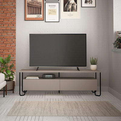 Decortie Cornea Modern TV Unit Mocha Grey with Storage TV Cabinet 150cm