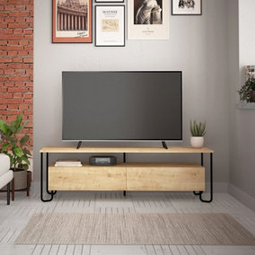 Decortie Cornea Modern Tv Unit Oak With Storage Cabinet 150cm