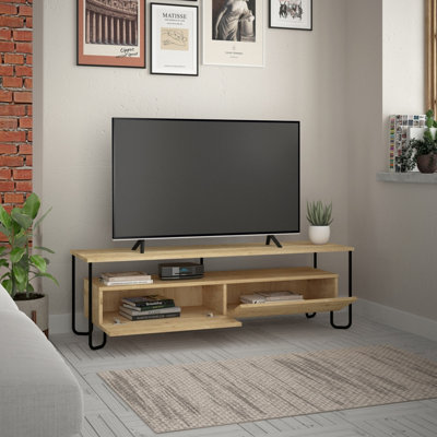 Decortie Cornea Modern Tv Unit Oak With Storage Cabinet 150cm