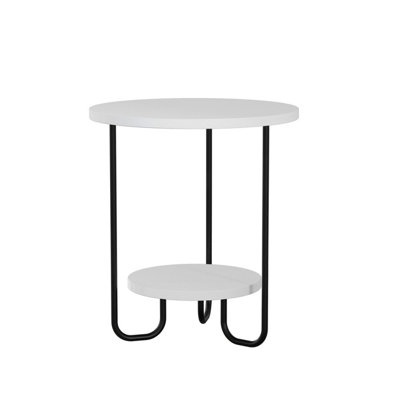 Decortie Corro Modern Round Side End Table 40cm Open Shelf U-Metal Legs ...