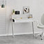Decortie Cowork Modern Desk Ancient White Anthracite Grey Wall Mounted With Drawer Width 94cm
