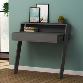 Decortie Cowork Modern Desk Anthracite Grey Wall Mounted With Drawer Width 94cm