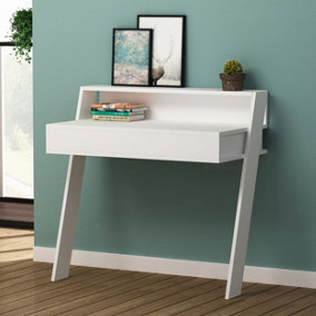 Decortie Cowork Modern Desk White Wall Mounted With Drawer Width 94cm