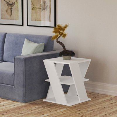 Decortie Cyclo Modern Coffee Table Multipurpose 3-Tiered Side Table White H 55cm