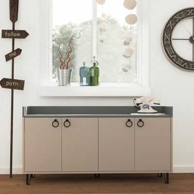 Decortie Dea Console Sideboard Display Unit Table Mocha Grey Anthracite Grey