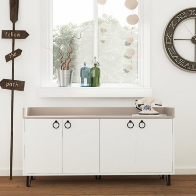 Decortie Dea Console Sideboard Display Unit Table White Mocha Grey