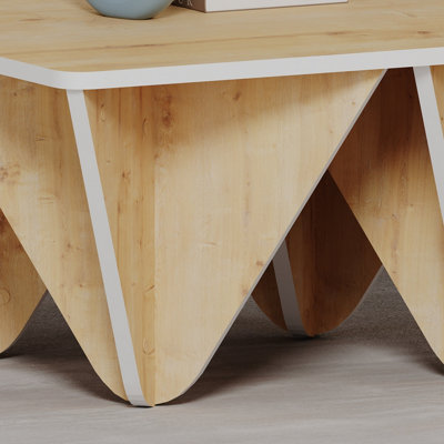 Decortie Diamond Modern Coffee Table Diamond-Leg Design Multipurpose Oak White 80x80x38cm