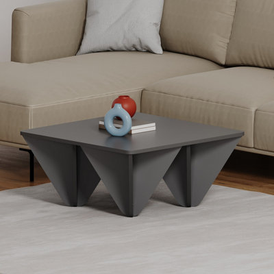 Decortie Diamond Modern Square Coffee Table Storage Anthracite Grey Diamond-Leg Design Multipurpose 80x80x38cm