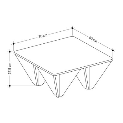 Decortie Diamond Modern Square Coffee Table Storage Anthracite Grey Diamond-Leg Design Multipurpose 80x80x38cm