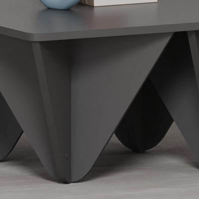 Decortie Diamond Modern Square Coffee Table Storage Anthracite Grey Diamond-Leg Design Multipurpose 80x80x38cm