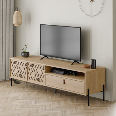 Decortie Dionysos Modern TV Stand Multimedia Centre TV Unit Oak With Storage Cabinet 170cm