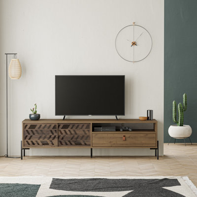 Decortie Dionysos Modern TV Unit Multimedia Centre Oak Effect with Storage TV Cabinet 170cm