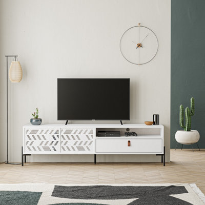 Decortie Dionysos Modern TV Unit Multimedia Centre White with Storage TV Cabinet 170cm