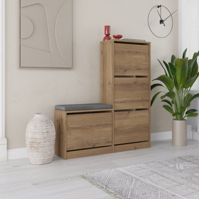 Narrow oak deals shoe cabinet