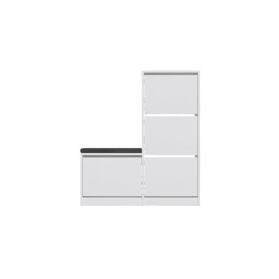 Decortie Dude Modern Bench Shoe Cabinet White H 118.5cm
