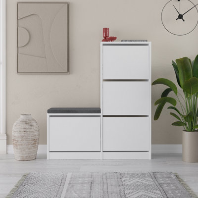 White shoe bench storage on sale