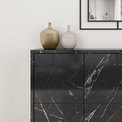Decortie Dune Console Sideboard Display Unit Black Marble Effect  