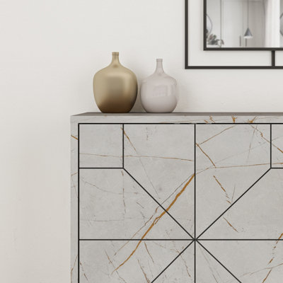 Decortie Dune Console Sideboard Display Unit Gold Marble Effect  