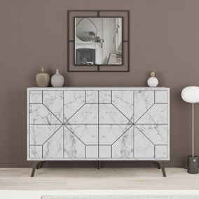 Decortie Dune Console Sideboard Display Unit White Marble Effect