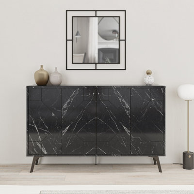 Decortie Dune Console Storage Display Unit 123 Glos Black Marble Effect