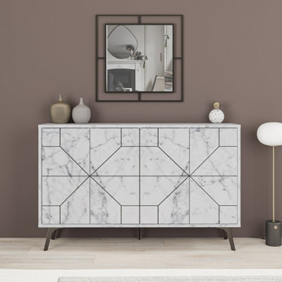 Decortie Dune Console Storage Display Unit 123 White Marble Effect