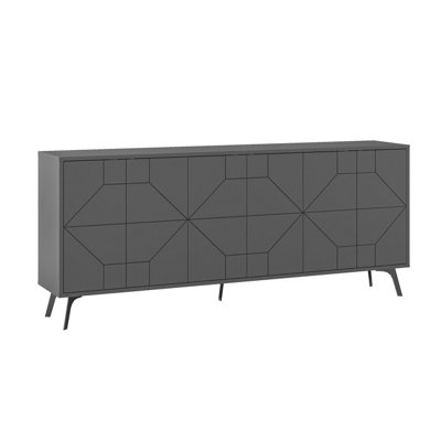 Decortie Dune Modern Sideboard Cabinet - Large Geometric 6 Door Console ...