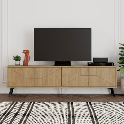 Solid Wood TV Unit with Storage, 180cm Wide