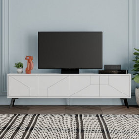 Decortie Dune Modern TV Stand Multimedia Centre TV Unit White With Storage Cabinet 180cm