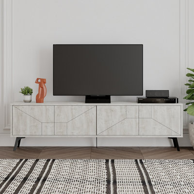 Decortie Dune Modern TV Unit Multimedia Centre Ancient White with Storage TV Cabinet 180cm