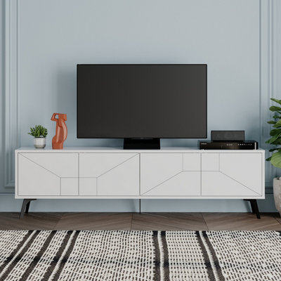 Decortie Dune Modern TV Unit Multimedia Centre White with Storage TV ...