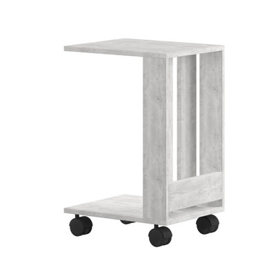 Decortie Edi Modern C Table Multipurpose Side End Table with Wheels Ancient White H60cm