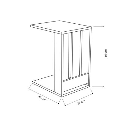 Decortie Edi Modern C Table Multipurpose Side End Table with Wheels Anthracite Grey H 60cm