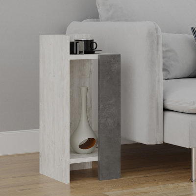 Decortie Elos Modern Bedside Table Left Module Ancient White Retro Grey 25cm Narrow