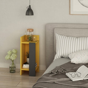 Decortie Elos Modern Bedside Table Left Module Mustard Anthracite Grey 25cm Narrow