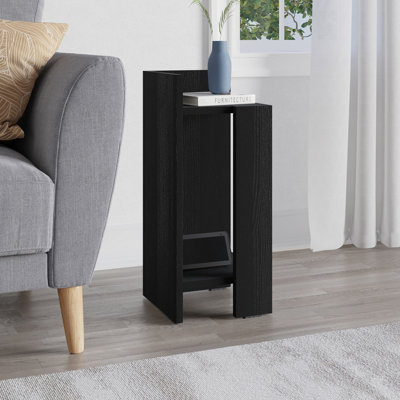 Decortie Elos Modern Bedside Table Left Module Narrow Black Wood 25cm