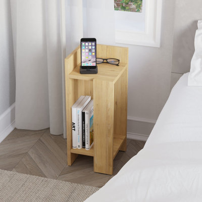 Decortie Elos Modern Bedside Table Left Module Narrow Oak 25cm